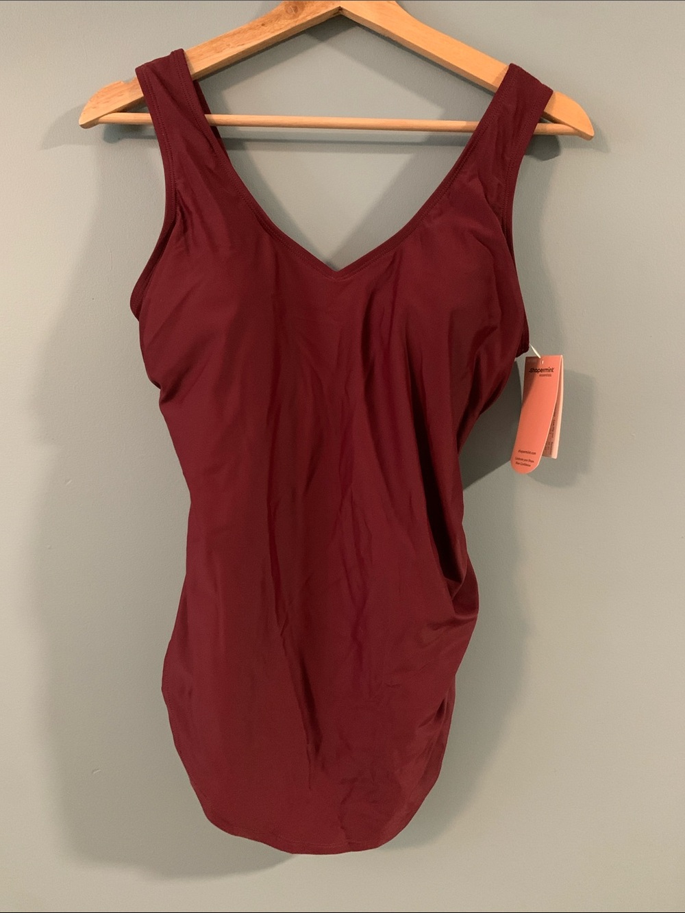 Shapermint Burgundy V-Neck one piece swimsuit NWT
